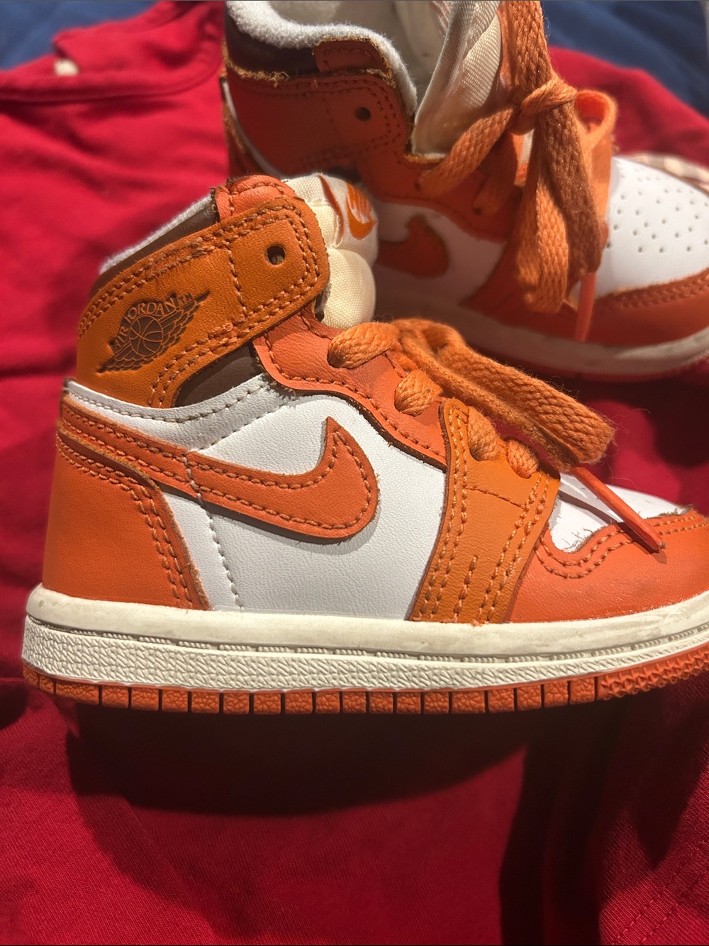 Nike Kids Orange and White Air Jordan Style Sneakers
